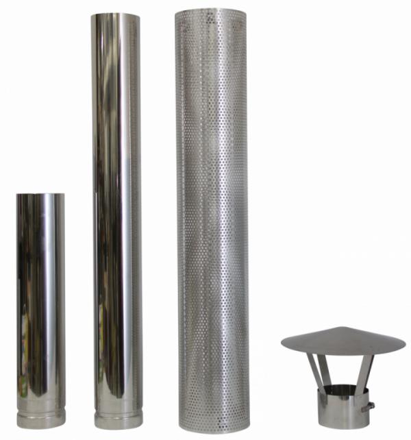 120mm x 1.5m Complete Flue Set inc Cowl & Heat Shield