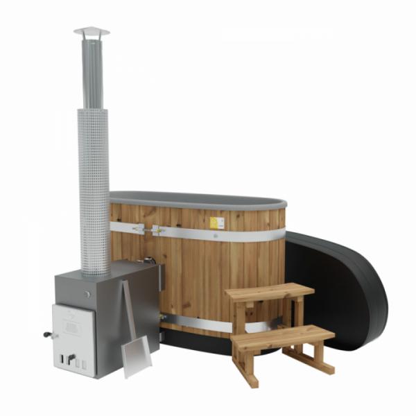 Kirami Tiny Wood-Fired Hot Tub Package, Thermowood, CULT 22kW heater, 1-2 person