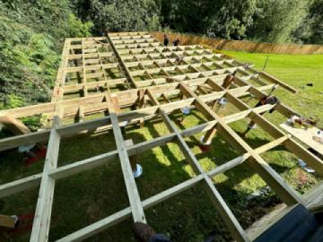 stepped deck sauna inset ground screws