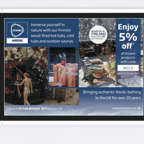 🎄Thank you @kirami.uk for your support!🎄

Tickets for this years Carol concert are on sale! 🎫

Kirami Oy is a family company founded in 2001, which as of May 28th, 2021 is also part of the Harvia Group. Kirami is the world’s largest manufacturer of hot tubs, known for its high-quality hot tubs and pools. In addition to hot tubs, Kirami FinVision® -saunas, manufactured by the company, have also gained great popularity. Modules that are compatible with the sauna, such as a changing room, lounge and terrace, form the Kirami FinVision® Annex concept, which further enhances the sauna experience. The Outstanding by Kirami product range includes barbecues, outdoor fires and outdoor decoration products.