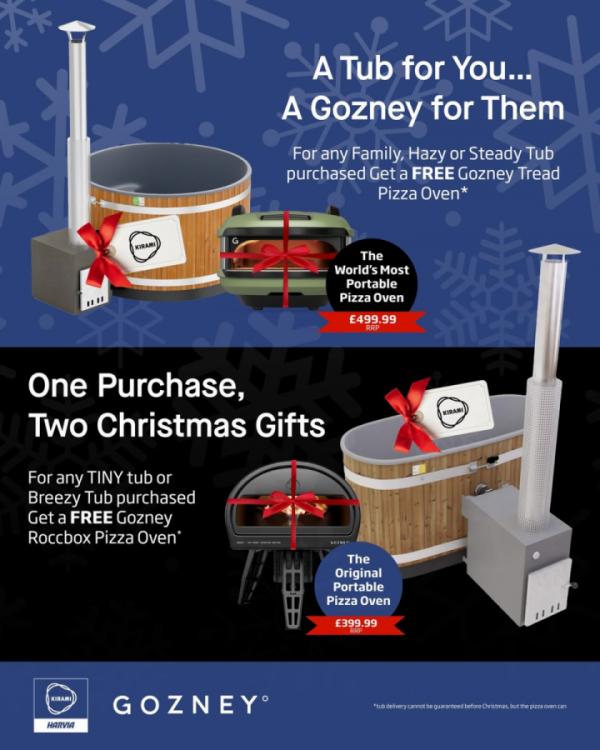 🎁Kirami UK x Gozney. The Ultimate December Gift🎁
This festive season, we’ve teamed up with Gozney to bring you a gifting experience like no other. Purchase a Kirami hot tub in December and receive a FREE Gozney pizza oven the perfect present to wrap, share and enjoy.🍕✨
✨BUY any Kirami Tiny or Breezy tub and receive a FREE Gozney Roccbox pizza oven (RRP £399.99).
✨BUY any Kirami Family, Hazy or Steady and receive a FREE Gozney Tread pizza oven (RRP £499.99).
🎄Christmas Delivery Note🎄
We can ensure the Gozney pizza oven arrives before Christmas providing orders are placed before noon on Friday 19th December. Hot tub delivery timings may vary, as they are dependent on stock and delivery schedule.
Warmth outside, wood-fired flavour inside…
A partnership made for December.
#KiramiUK #Gozney #ChristmasGifting #FestiveOffer #HotTubLife #OutdoorCooking #WinterWellness #DecemberDeals 🎁Kirami UK x Gozney. The Ultimate December Gift🎁
This festive season, we’ve teamed up with Gozney to bring you a gifting experience like no other. Purchase a Kirami hot tub in December and receive a FREE Gozney pizza oven the perfect present to wrap, share and enjoy.🍕✨
✨BUY any Kirami Tiny or Breezy tub and receive a FREE Gozney Roccbox pizza oven (RRP £399.99).
✨BUY any Kirami Family, Hazy or Steady and receive a FREE Gozney Tread pizza oven (RRP £499.99).
🎄Christmas Delivery Note🎄
We can ensure the Gozney pizza oven arrives before Christmas providing orders are placed before noon on Friday 19th December. Hot tub delivery timings may vary, as they are dependent on stock and delivery schedule.
Warmth outside, wood-fired flavour inside…
A partnership made for December.
#KiramiUK #Gozney #ChristmasGifting #FestiveOffer #HotTubLife #OutdoorCooking #WinterWellness #DecemberDeals