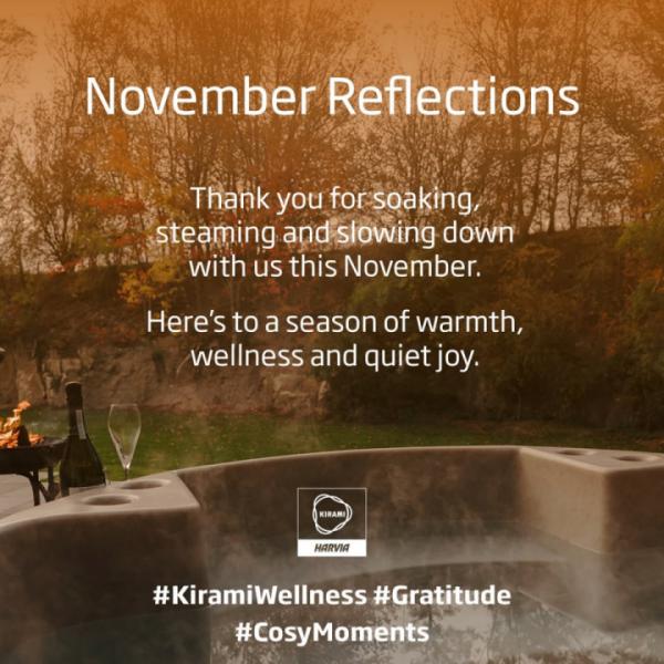 As the year draws to a close and the nights stretch out, we take a moment to contemplate the cherished experiences and memories we’ve created together.
We extend our heartfelt thanks to everyone who has taken the time to pause, relax and enjoy the starry skies alongside us this year. Your ongoing encouragement, shared stories and photos add joy to every season. ✨
November serves as a reminder for us to stop and relish the simple pleasures like indulging in a warm hot tub on a chilly night, sharing good times with friends and embracing the comfort of outdoor living in true Kirami style.
Here's to more tranquil moments, increased joy and more opportunities to relish life’s small delights.💙
#KiramiUK #Gratitude #NovemberMoments #AlfrescoLiving #HotTubExperience #Relaxation #BritishLifestyle #ThankfulHeart As the year draws to a close and the nights stretch out, we take a moment to contemplate the cherished experiences and memories we’ve created together.
We extend our heartfelt thanks to everyone who has taken the time to pause, relax and enjoy the starry skies alongside us this year. Your ongoing encouragement, shared stories and photos add joy to every season. ✨
November serves as a reminder for us to stop and relish the simple pleasures like indulging in a warm hot tub on a chilly night, sharing good times with friends and embracing the comfort of outdoor living in true Kirami style.
Here's to more tranquil moments, increased joy and more opportunities to relish life’s small delights.💙
#KiramiUK #Gratitude #NovemberMoments #AlfrescoLiving #HotTubExperience #Relaxation #BritishLifestyle #ThankfulHeart