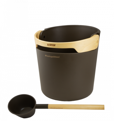 Harvia Helmi Pail & Ladle Set - Chocolate Brown Sauna Bucket & Ladle Harvia Helmi Pail & Ladle Set - Chocolate Brown Sauna Bucket & Ladle